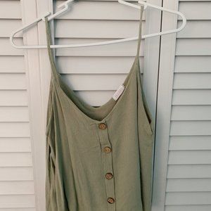 Light-Washed Green Button Tank Top